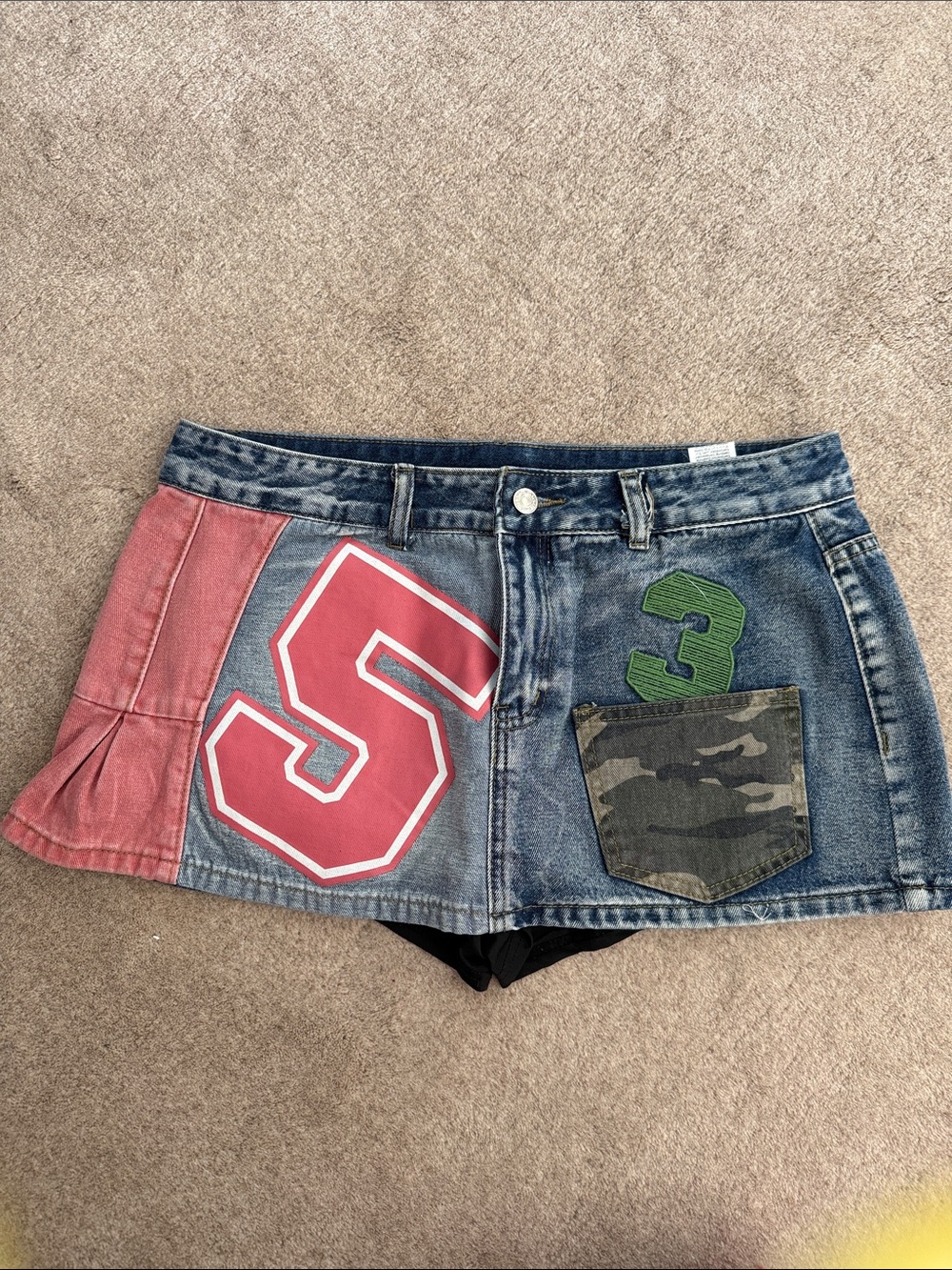 Denim Patchwork Mini Skirt